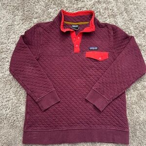 Patagonia Pullover Womens Medium Red Organic Cotton Quilted Snap T Sweatshirt